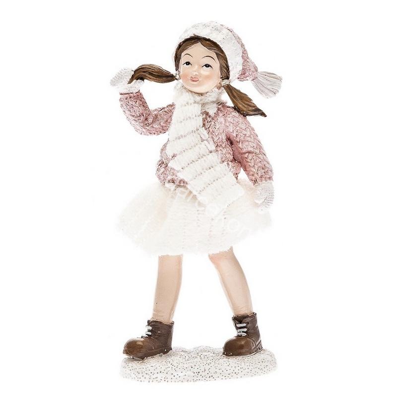 Deti zimy dievča so šálom držiaca cop 12,5cm
