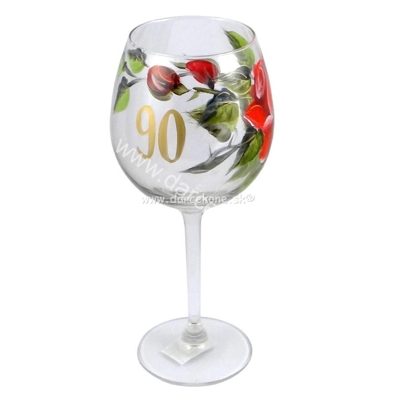 Výročný pohár na víno k 90 narodeninám červené ruže