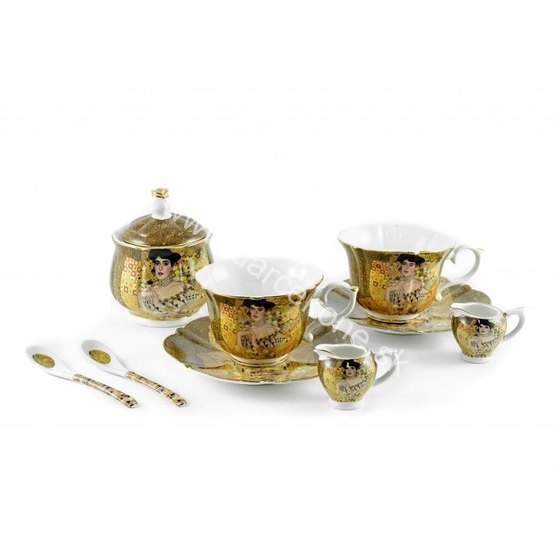 Kávová súprava s cukorničkou a mliečnikmi Gustav Klimt Adele