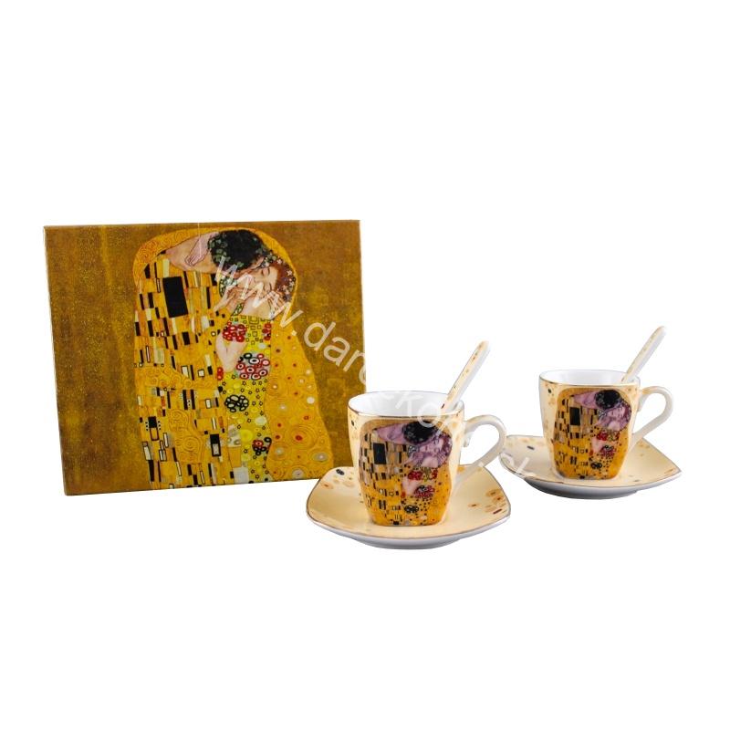 Gustav Klimt bozk šálky na kávu espreso krémová