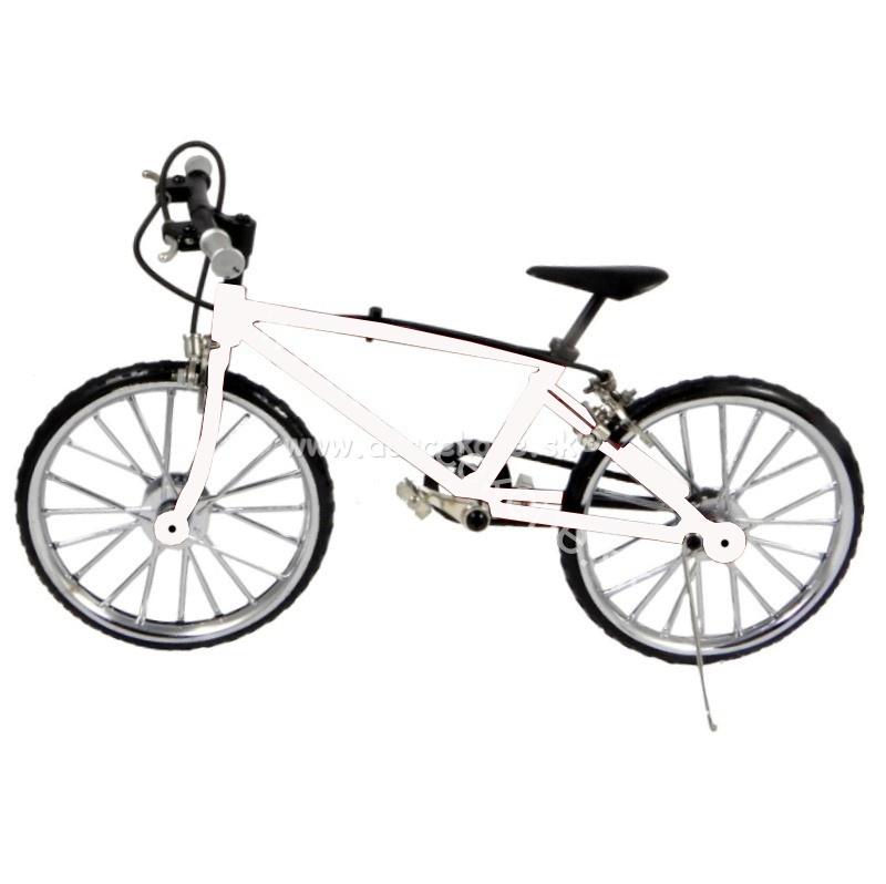 Horský bicykel kovový biely model 24cm