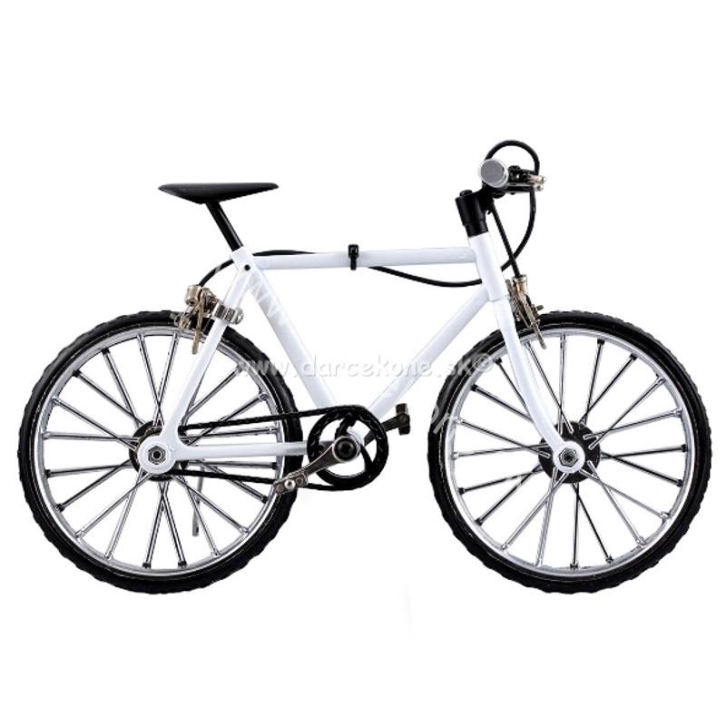 Horský bicykel kovový model biely 22cm