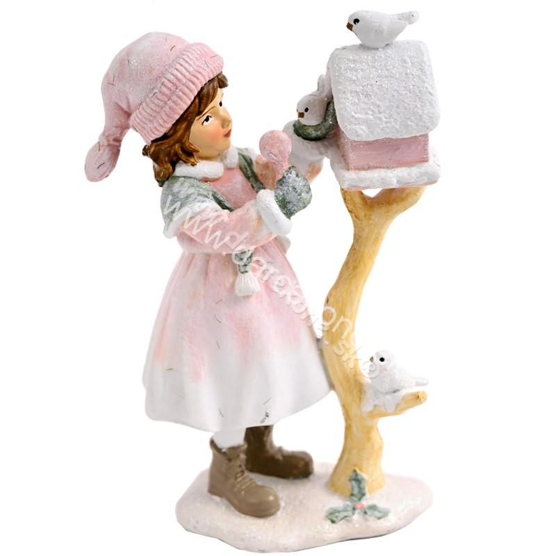 Deti zimy dievča s vtáčou búdkou 12,5cm