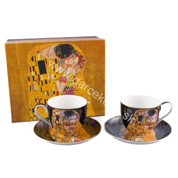 Porcelánové šálky na čaj Gustav Klimt čierne 270ml