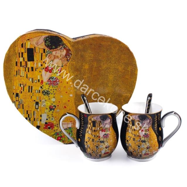 Porcelánové šálky na čaj Gustav Klimt čierne 300ml