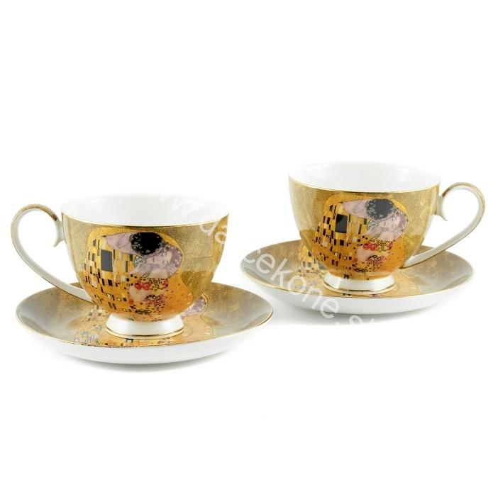 Sada porcelánové šálky na čaj Gustav Klimt hnedé