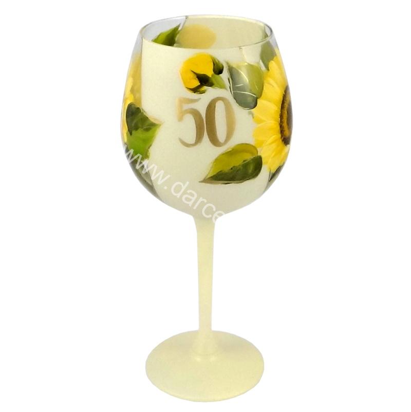 Výročný pohár na víno k 50 narodeninám slnečnice