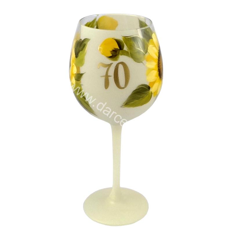 Výročný pohár na víno k 70 narodeninám slnečnice