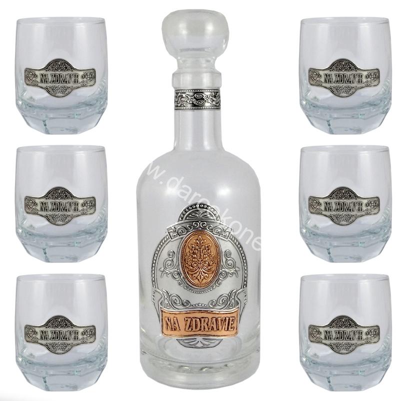 Darčeková sada na Whisky fľaša + 6 pohárov