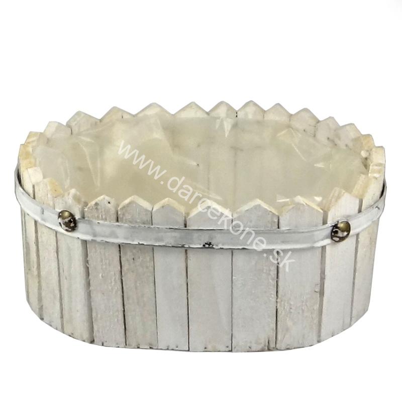 Drevený kvetináč biely ovál 24,5cm