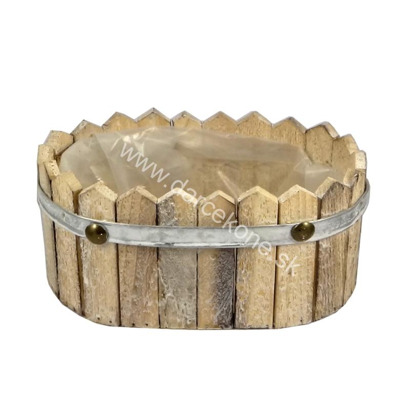 Drevený kvetináč hnedý ovál 22cm