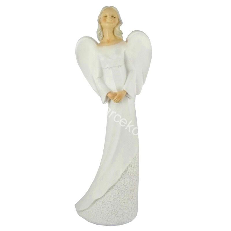 Soška anjel biely ruky spolu 40cm