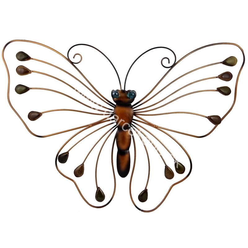Kovový motýľ so sklenenými doplnkami 51cm