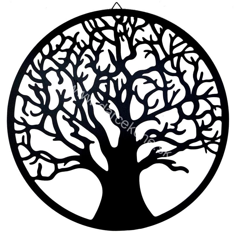 Závesný kovový obraz strom života čierny 60cm