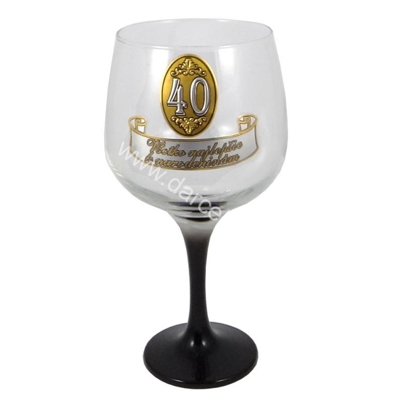 Výročný pohár na víno so štítkom k 40 narodeninám