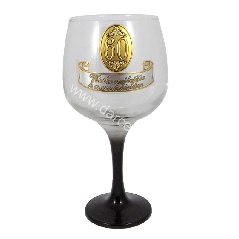 Výročný pohár na víno so štítkom k 60 narodeninám