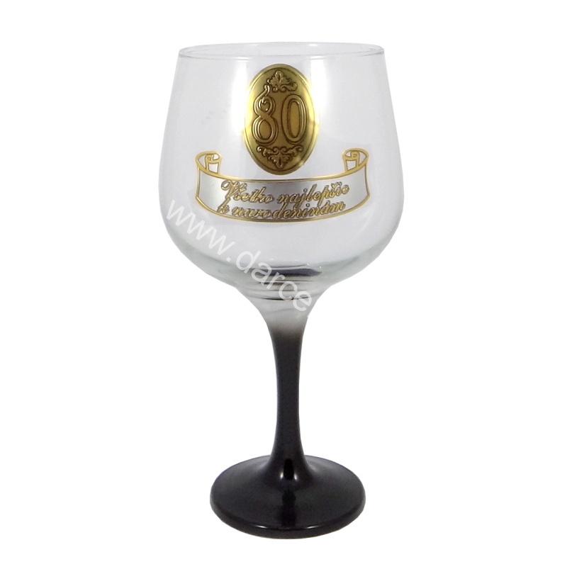 Výročný pohár na víno so štítkom k 80 narodeninám