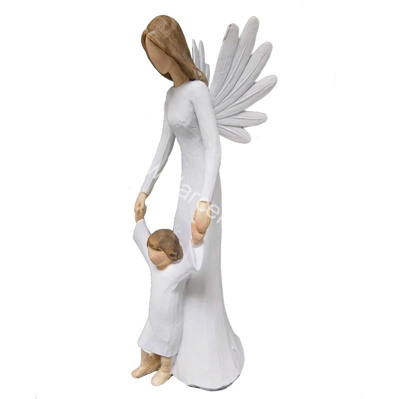 Anjel biely s chlapčekom 28cm