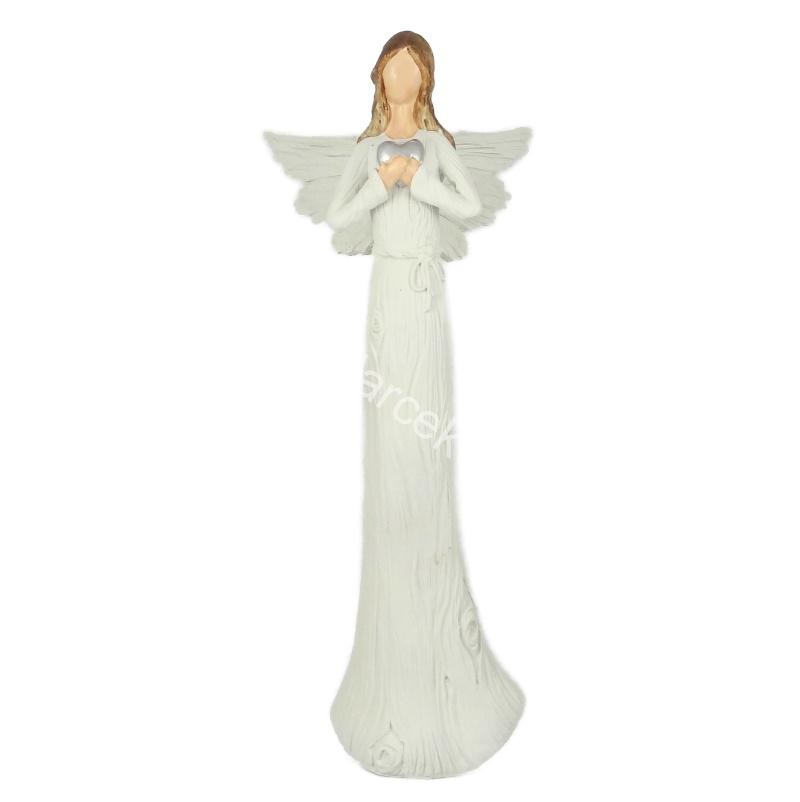 Anjel biely so strieborným srdcom 36,5 cm