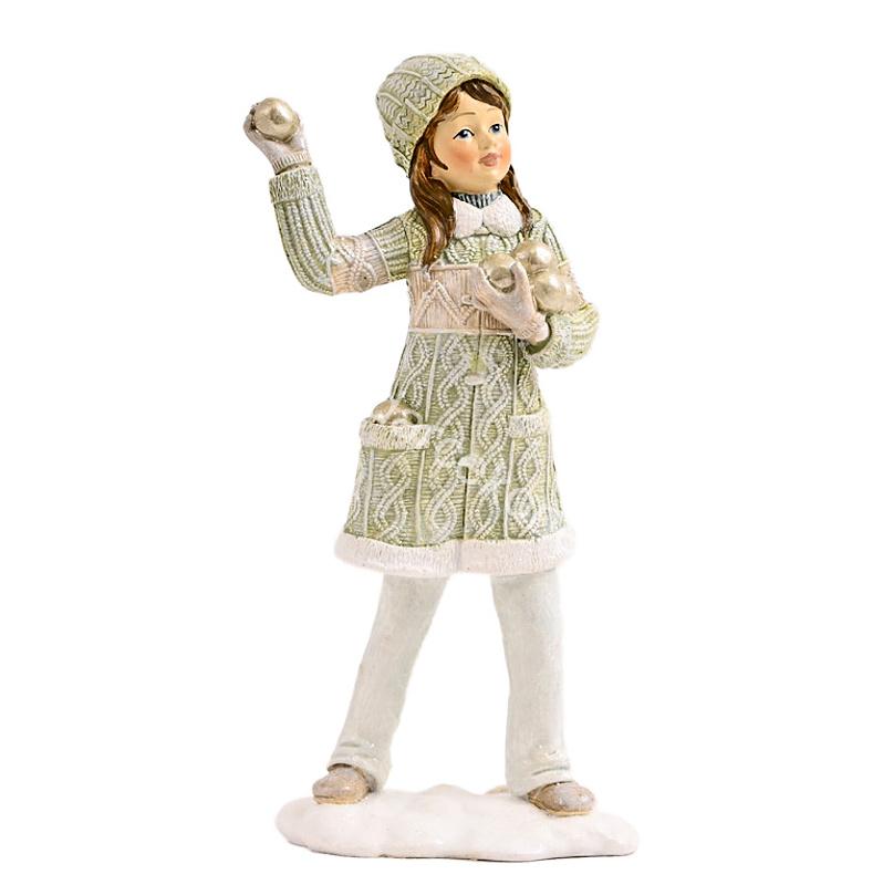 Deti zimy, dievča so snehovými guľami 21cm