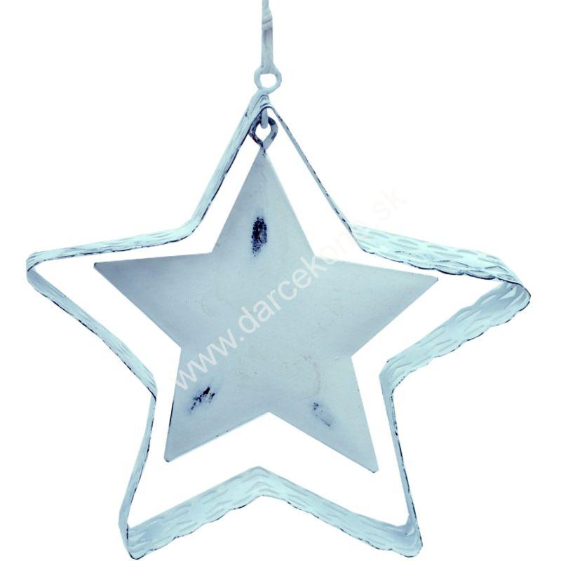 Vianočná dekorácia hviezda kovová biela