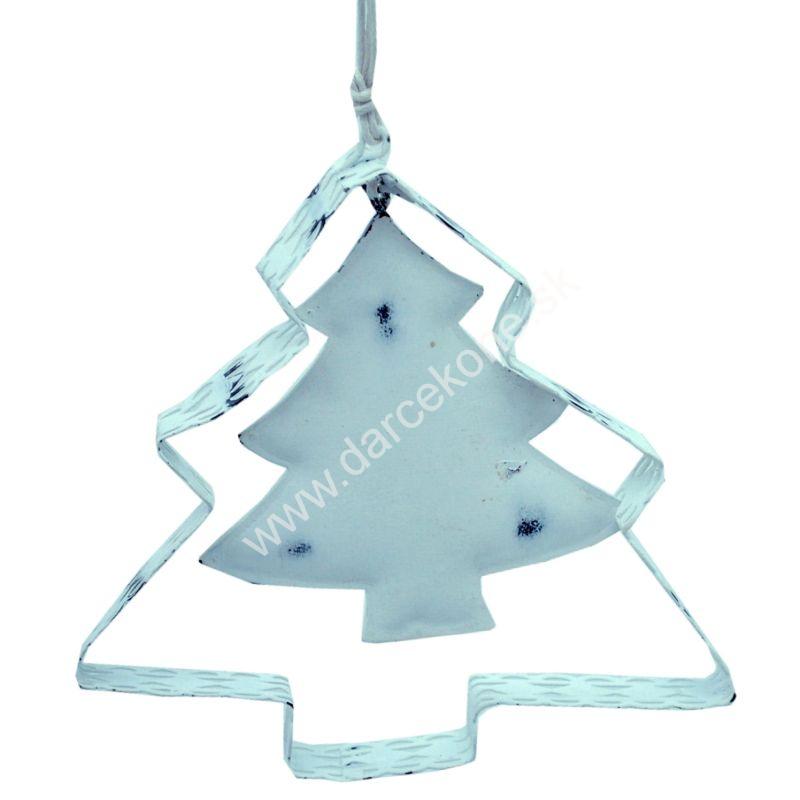 Vianočná dekorácia stromček kovová biela
