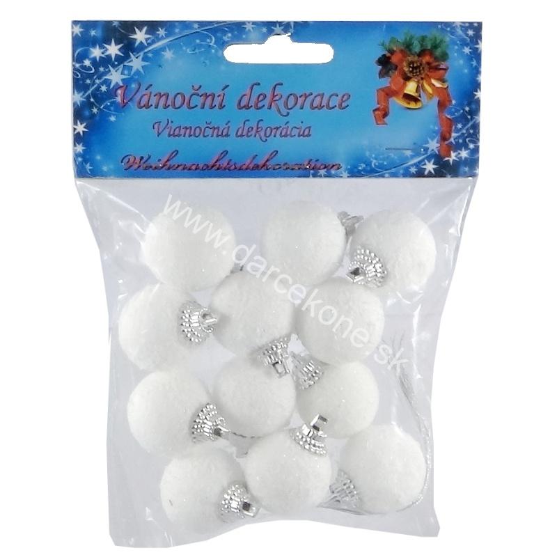 Vianočné guľky polystyrénové biele zasnežené o 3cm