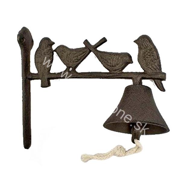 Zvon liatina závesný 4 vtáčiky 19,5cm