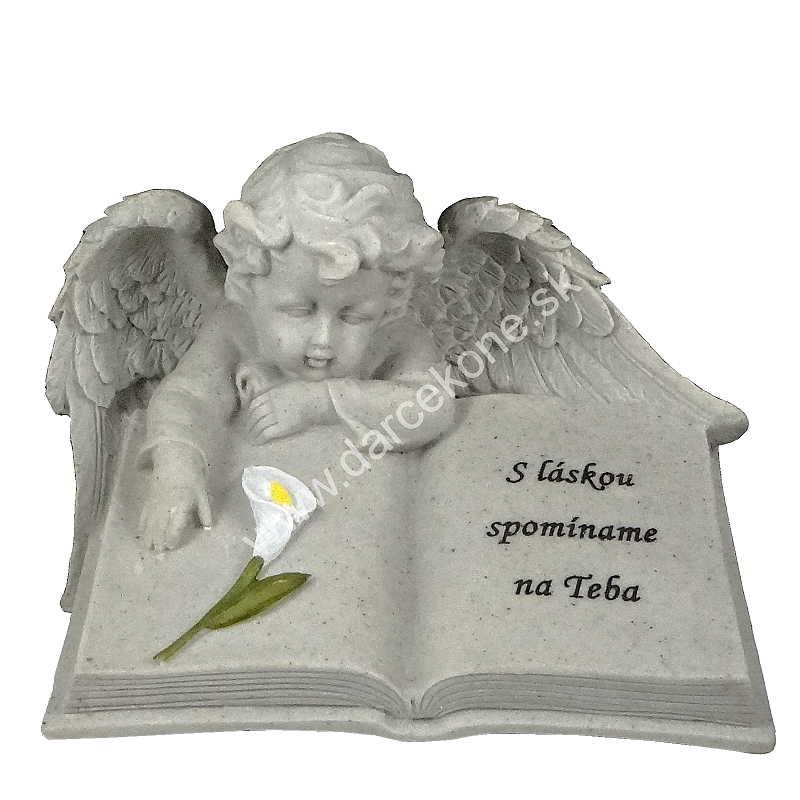 Náhrobný kameň Anjel na knihe S láskou spomíname