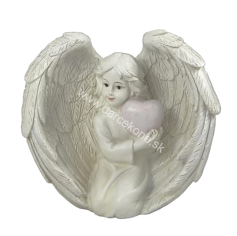 Náhrobný kameň Anjel v krídlach so srdcom 15cm