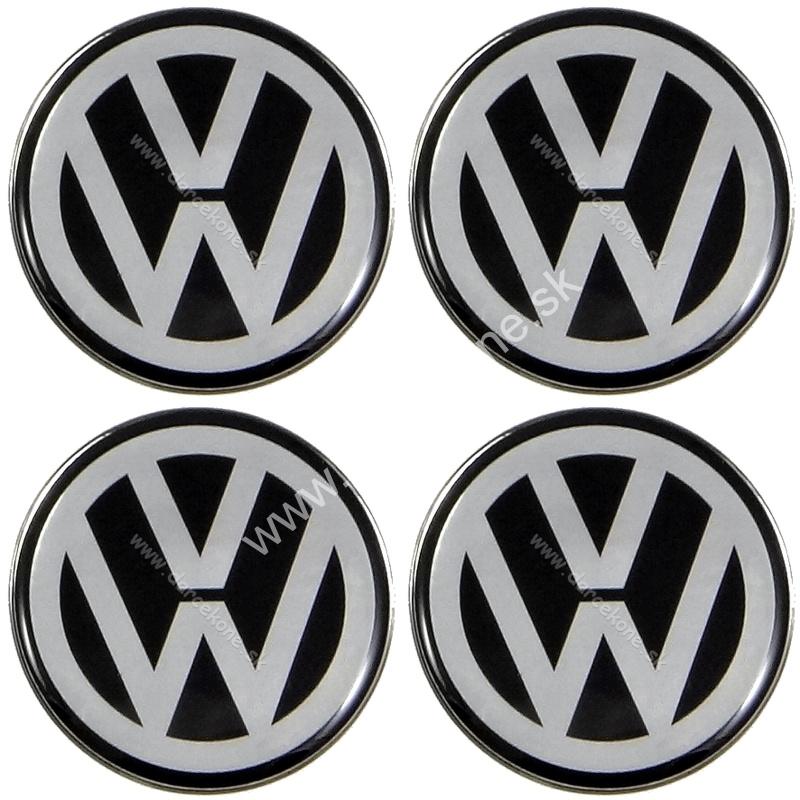 Živicové nálepky na kolesá VOLKSWAGEN o 5,9 cm čierne sada 4 ks