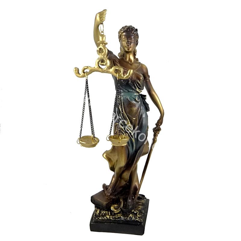 Soška bohyňa spravodlivosti Justícia zlatá 28cm