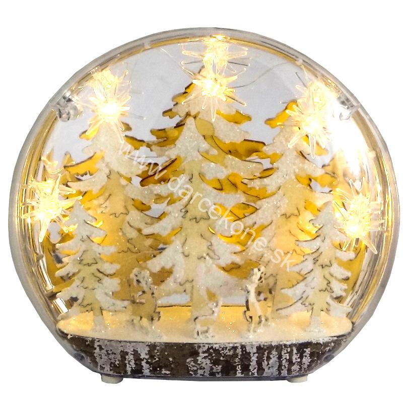 LED zasnežené stromčeky jelene 25,5cm