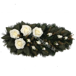 Ikebana na hrob dušičky čečinová krémové ruže 50cm