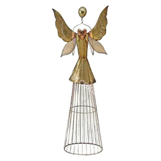 Veľký plechový anjel zlatý so srdcom 84cm