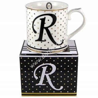 Šálka na kávu čaj s písmenom R