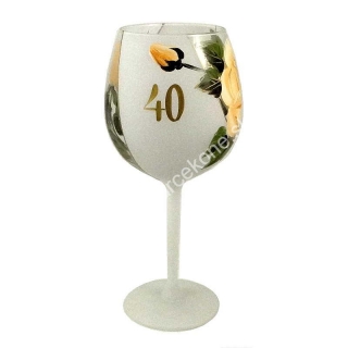 Výročný pohár na víno 40 ruža biely