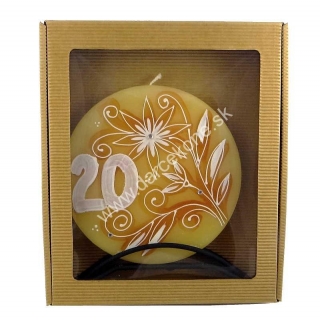 Aromatická výročná sviečka 20 žltá darčekové balenie
