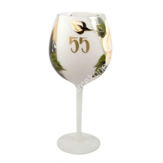 Výročný pohár na víno 55 ruža biely