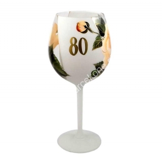 Výročný pohár na víno 80 ruža biely