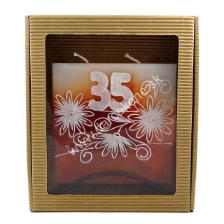 Aromatická výročná sviečka 35 červeno biela balenie
