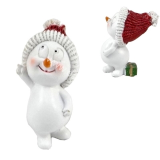 Snehuliak v čiapke s darčekom 6cm