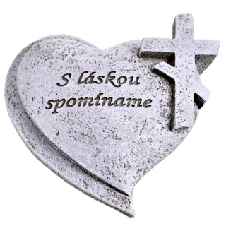 Náhrobný kameň srdce s krížom S láskou spomíname 10cm