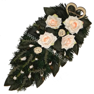 Ikebana dušičky čečinová marhuľové ruže 50cm