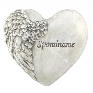 Náhrobný kameň srdce s anjelským krídlom 12,5cm