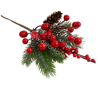 Vianočná vetvička červené šípky bobule 29cm