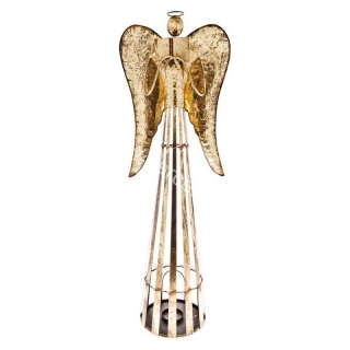 Veľký plechový anjel zlatý s knihou svietnik 100cm