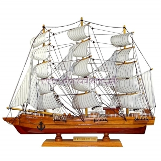 Veľká plachetnica drevený model biele plachty 57cm