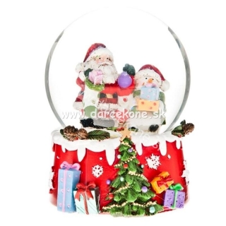 Snežítko Santa so snehuliakom a darčekmi 9cm