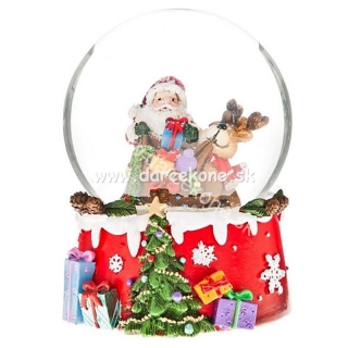Snežítko Santa so sobom a darčekmi 9cm